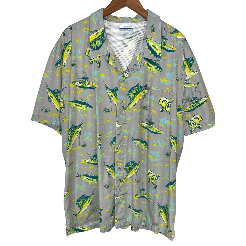 Columbia PFG Men's Trollers Fish Print Short Sleeve Vented Fishing Shirt XXL